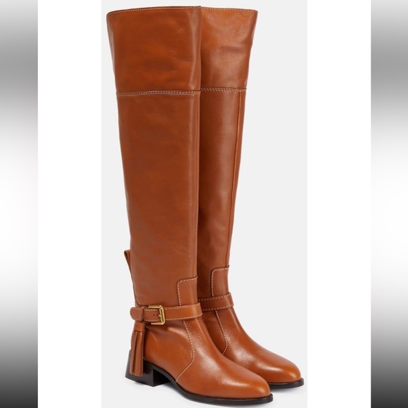 New See By Chloe x Anthropologie Lory Over-Knee Tassel Buckle Leather Equestrian - Picture 14 of 14